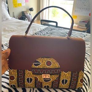 Brown African print bag